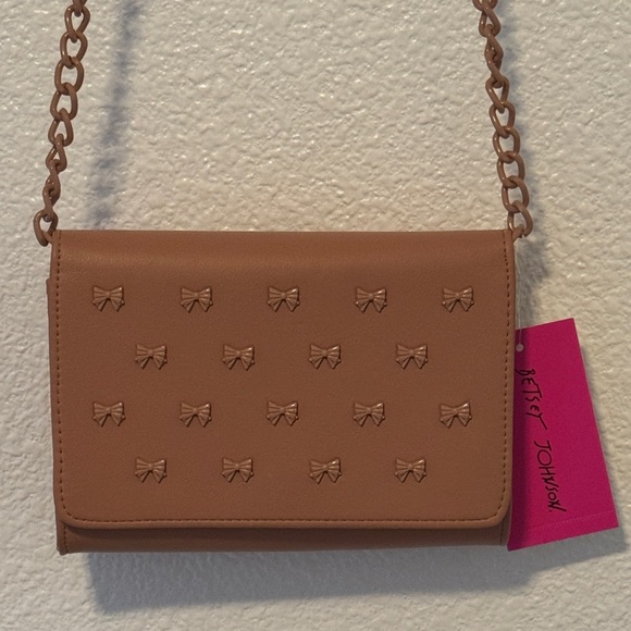Betsey Johnson Handbags - Betsey Johnson Chic Dusty Rose Bow-Embellished Crossbody Bag